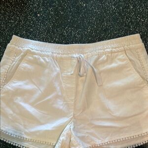 LOFT White High Waist Shorts with Decorative Trim